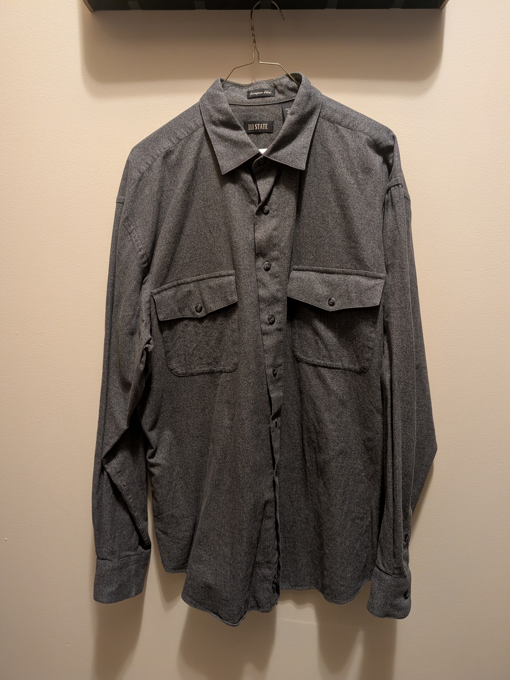 111 STATE Men's Long-Sleeve Button-Down Shirt in Gray